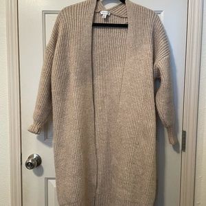 Topshop Women's Beige Knit Ribbed Open Front Cardigan in Oatmeal